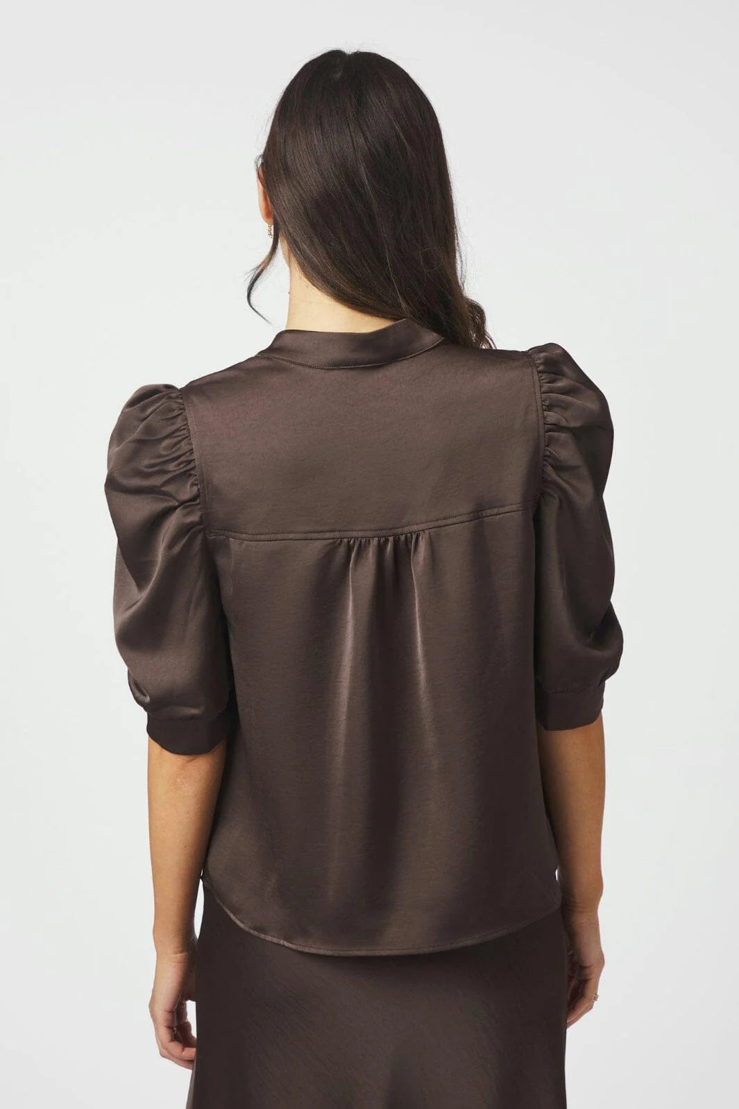 Neo Noir Roella Heavy Sateen Blouse 162590 Dark Brown
