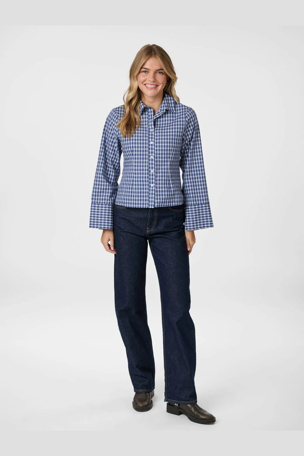 Neo Noir Rosa Check Shirt Dark Blue