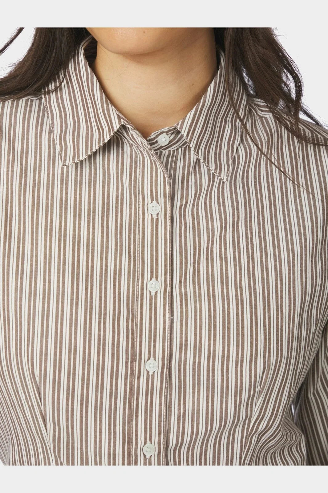Neo Noir Rosa Double Mix Stripe Shirt 170949 Dusty Brown