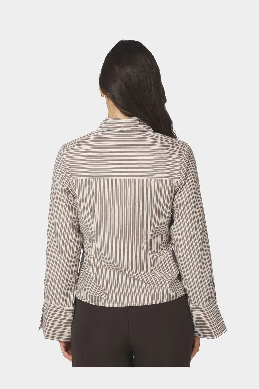 Neo Noir Rosa Double Mix Stripe Shirt 170949 Dusty Brown