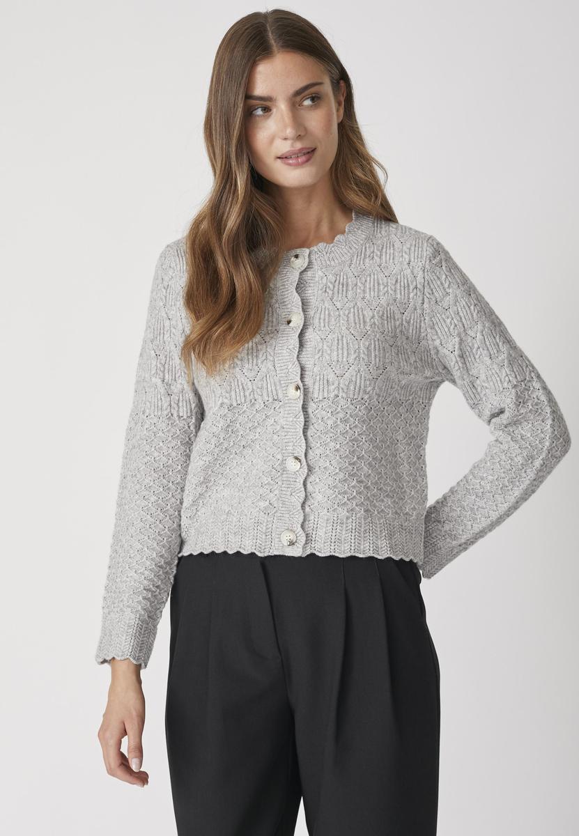 Co'Couture PointelleCC New Cardigan Pale Grey