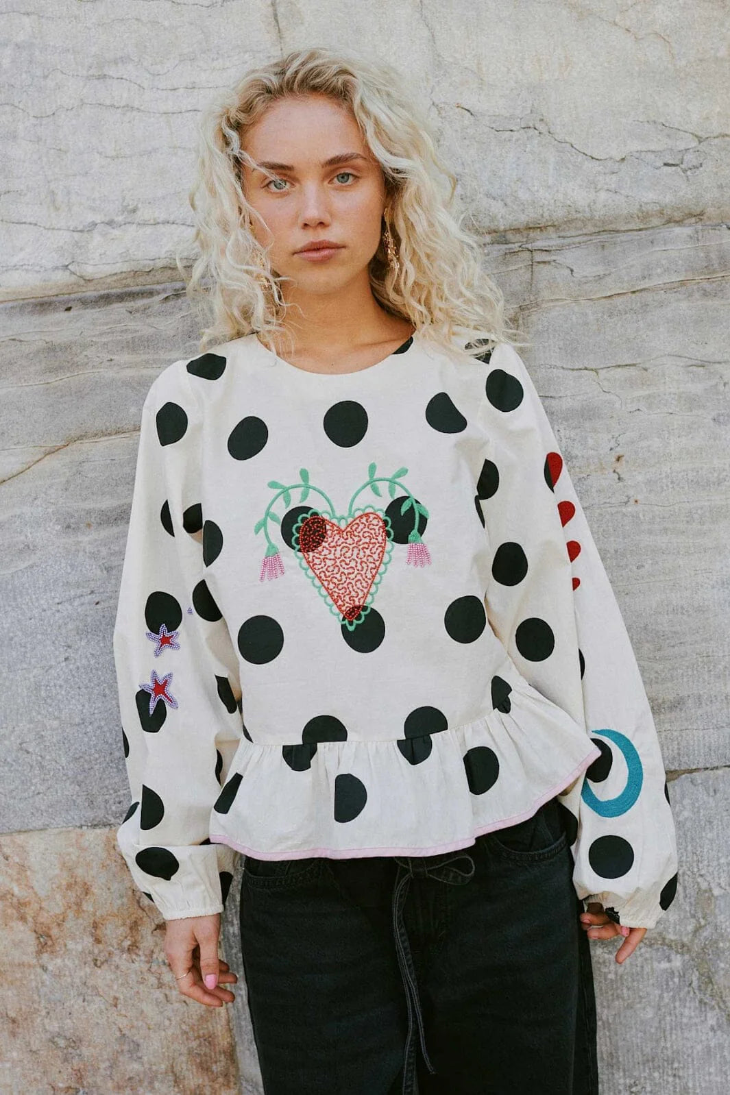 Sissel Edelbo Diana Top SE 1687 Organic Cotton Black Dot