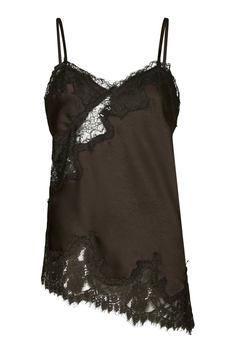 Neo Noir Viole Lace Top Dark Brown