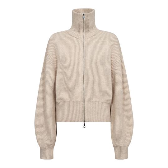 Co'Couture RowCC Zip Knit Cardigan Creme