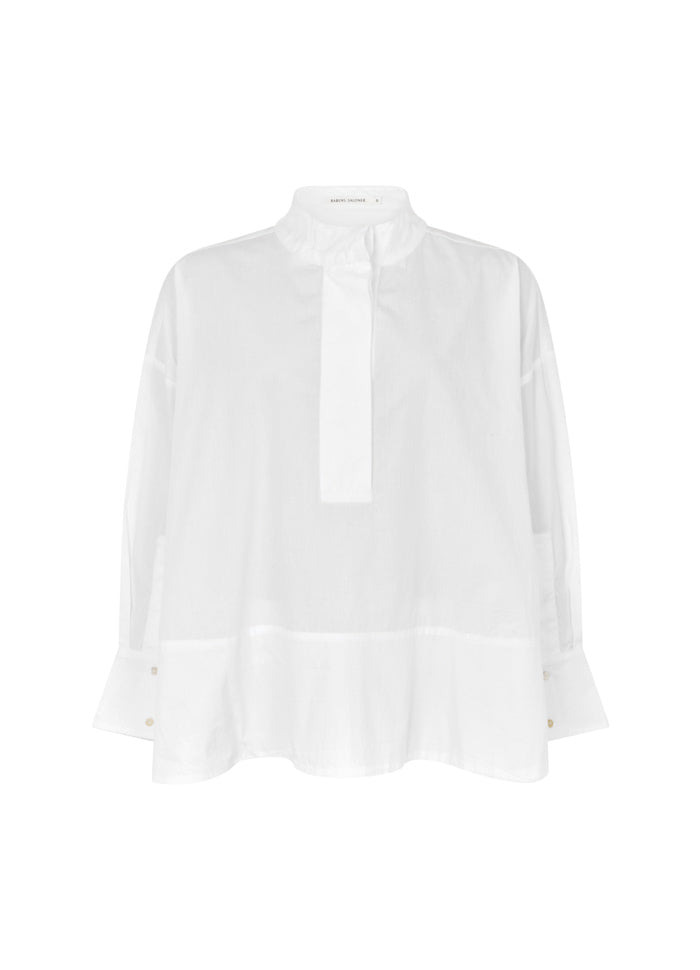 Rabens Saloner Smea Poplin Flared Shirt White